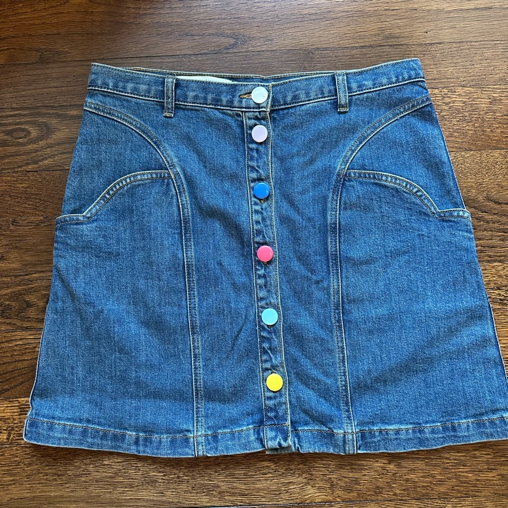 Anthropologie Denim Skirt with Colorful Button Accents